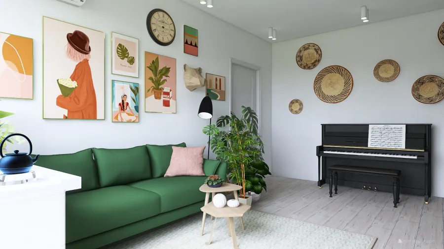 Green  sofa 3d design renderings