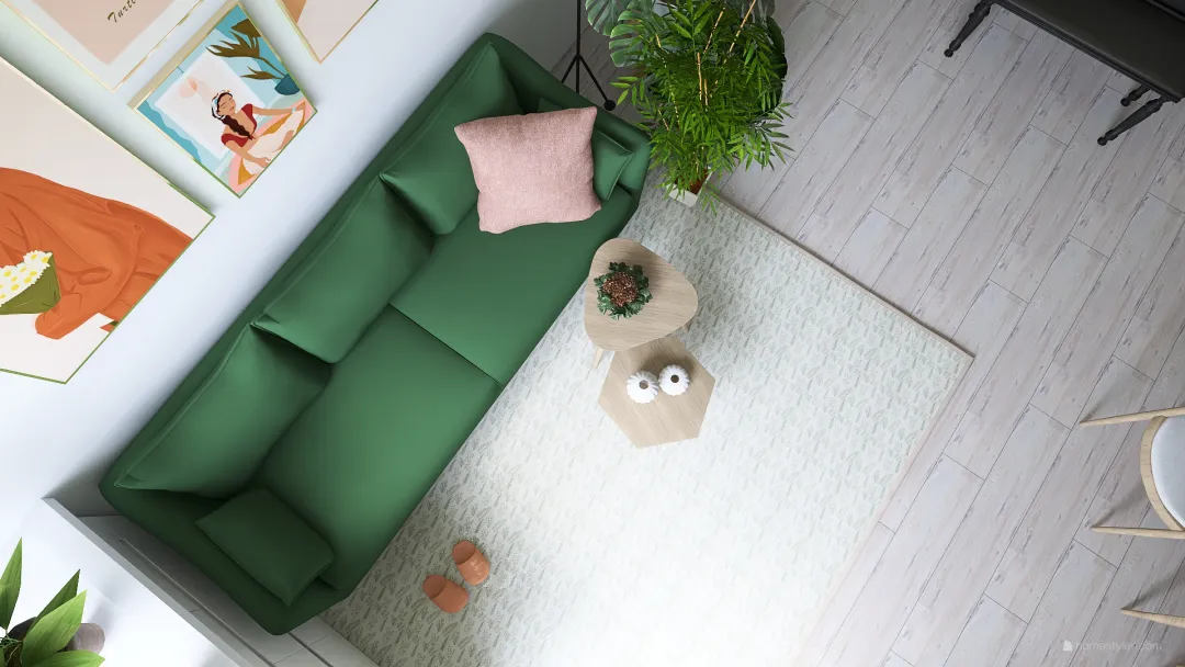 Green  sofa 3d design renderings