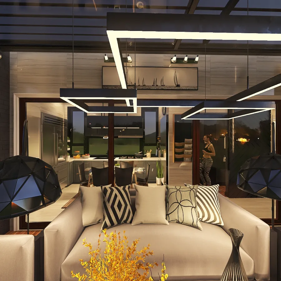 Luxury Tiny House with Outdoor Living Room 3d design renderings