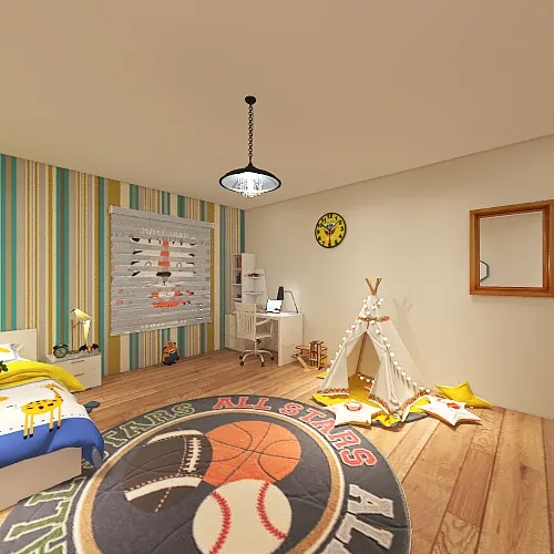boy's room 3d design renderings