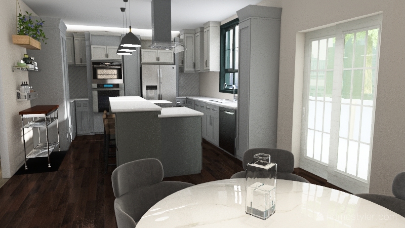 Kitchen One Pantry 3d design renderings