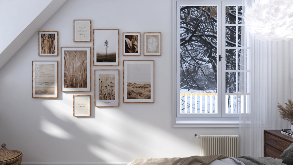 Scandinavian Contemporary Grey White WoodTones Bedroom 3d design renderings