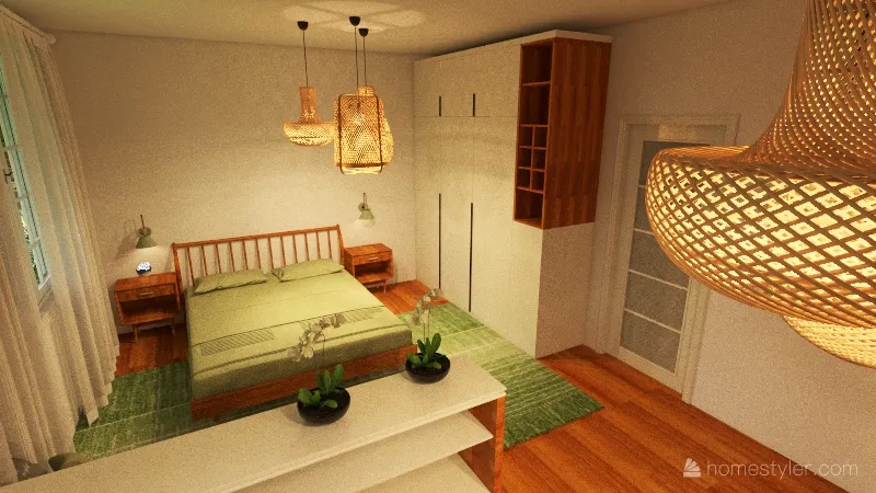 Combined  kids & bedroom increased space 3d design renderings