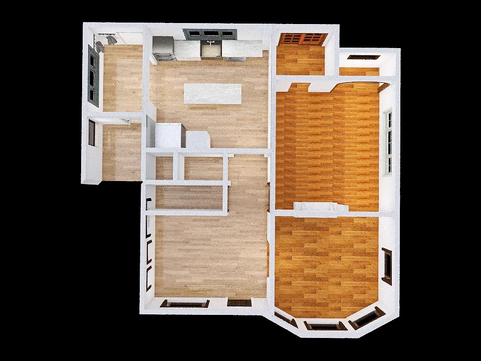 Pre-renovation Floor Plan 3d design renderings