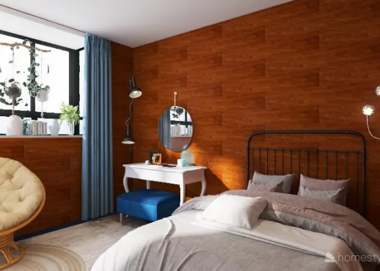 Wood panelling Bedroom Design Rendering
