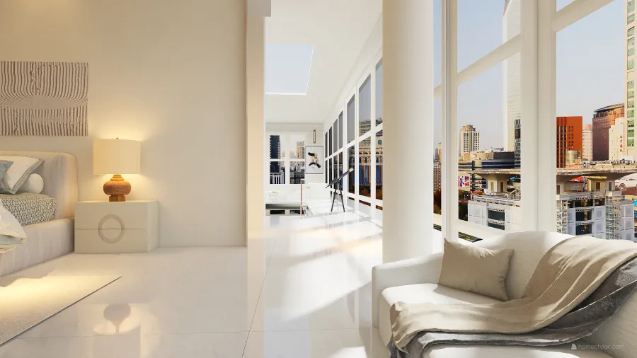 Contemporary Lux Penthouse Suite White 3d design renderings