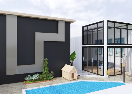 Simple Modern Double House Design Rendering