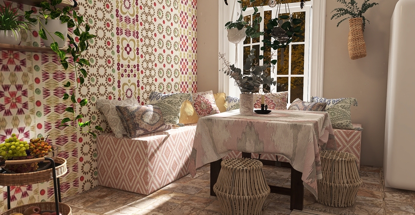 Boho Chic Interior Design Render
