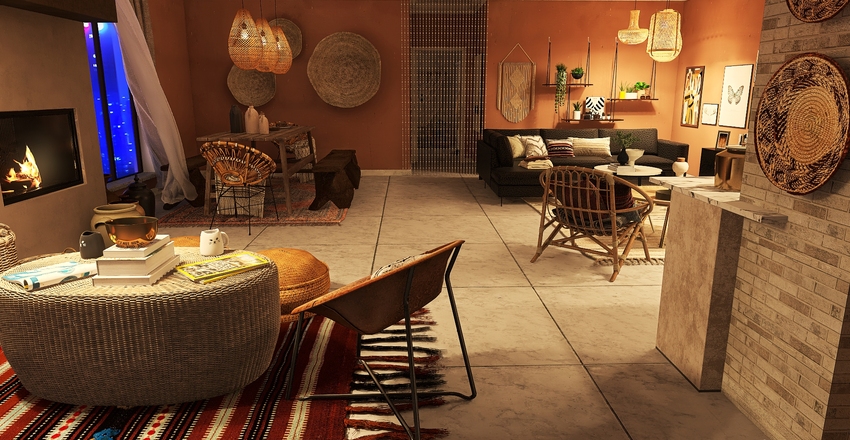 Boho........a bohemian style of life Interior Design Render