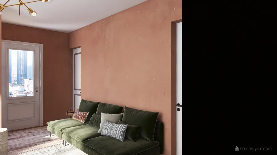 Small Modern Boho Apartment 3d design renderings