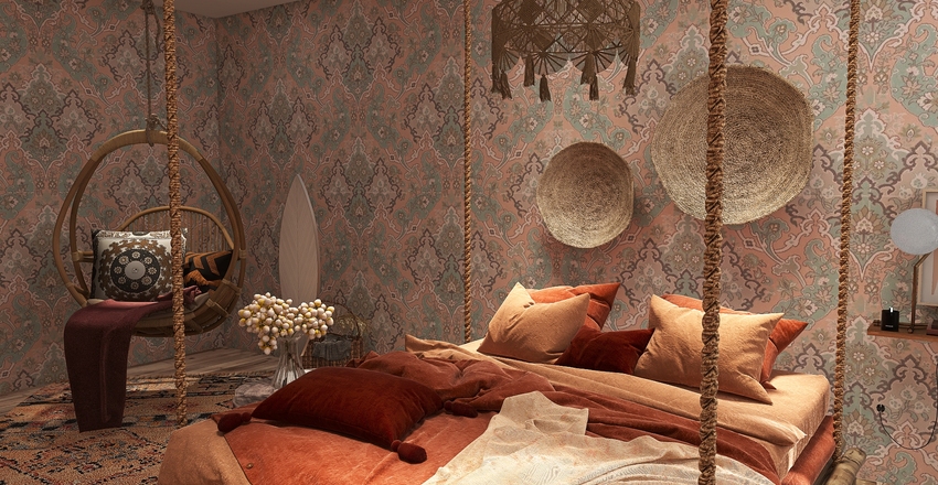 Boho Chic Interior Design Render
