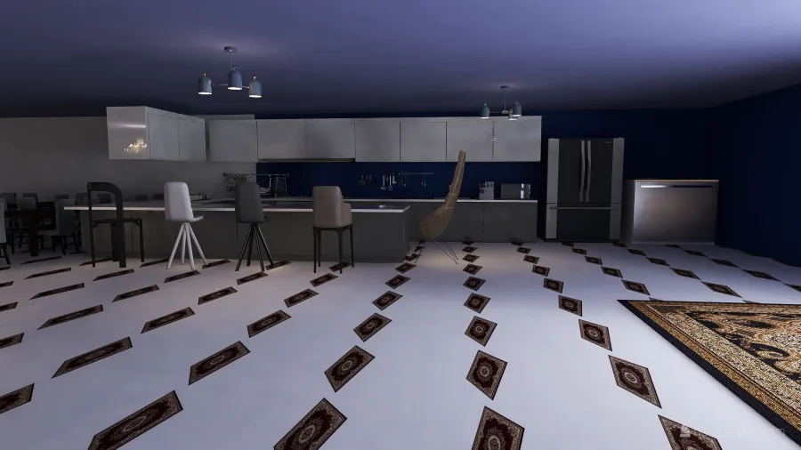 Hallway/kitchen/dinning Room 3d design renderings