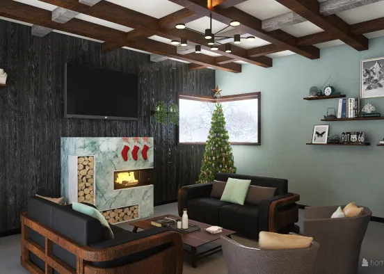 Living Room/ Office Space-OM Design Rendering