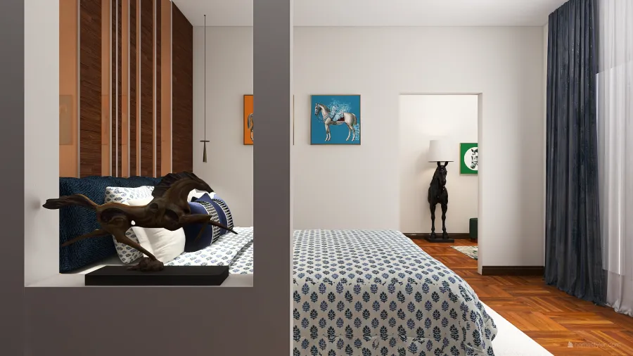 bedroom .. horse theme .. 3d design renderings