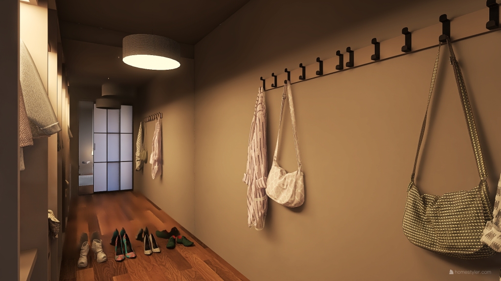 Bauhaus Modern Industrial Black Grey Orange Storage Room 3d design renderings