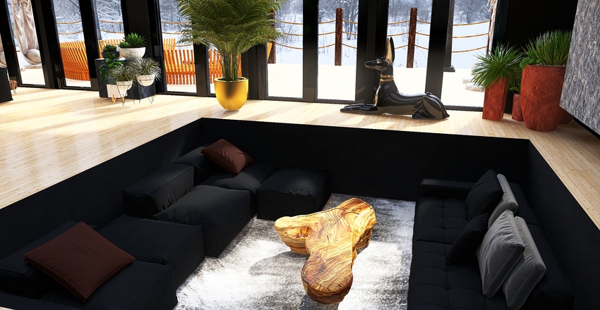 Black Modern Build Interior Design Render