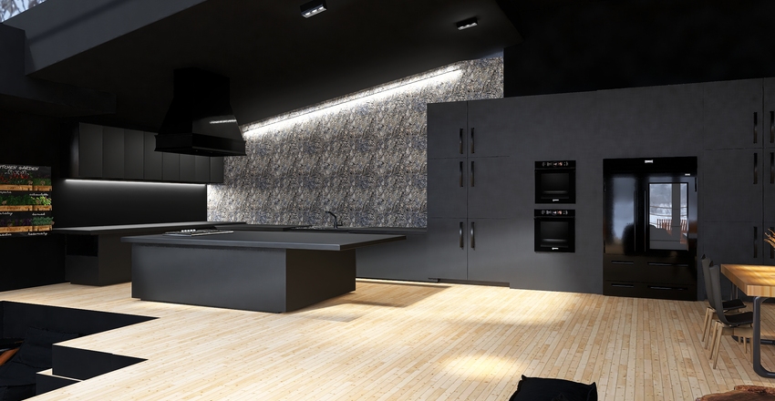 Black Modern Build Interior Design Render