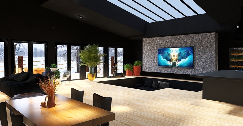 Black Modern Build Interior Design Render