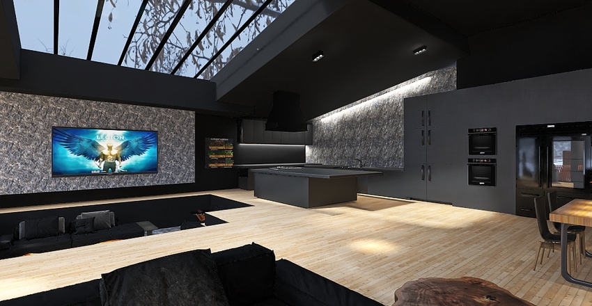 Black Modern Build Interior Design Render