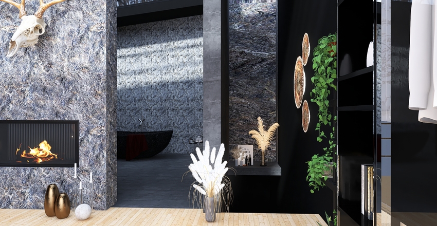 Black Modern Build Interior Design Render