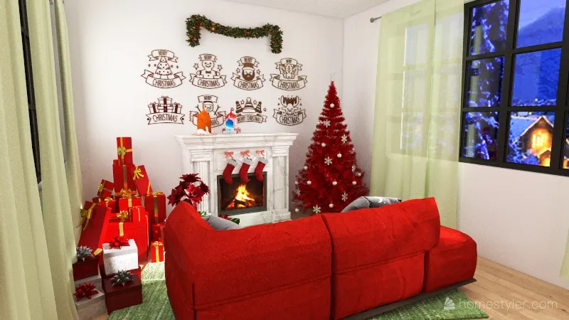 Christmas living room 3d design renderings