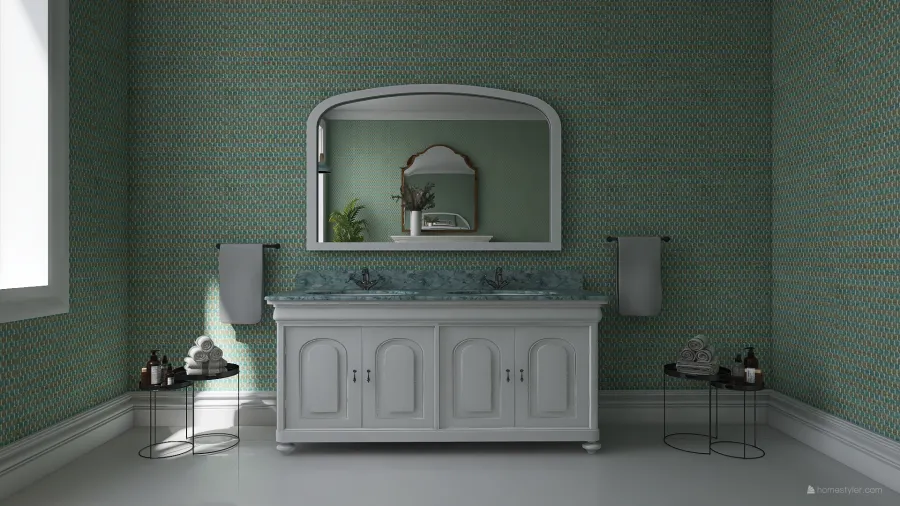 Green Tones in Bathroom 3d design renderings