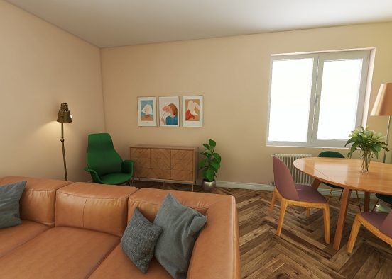 Livingroom green and yellow Design Rendering