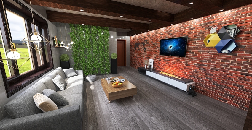 Loft modern house Interior Design Render