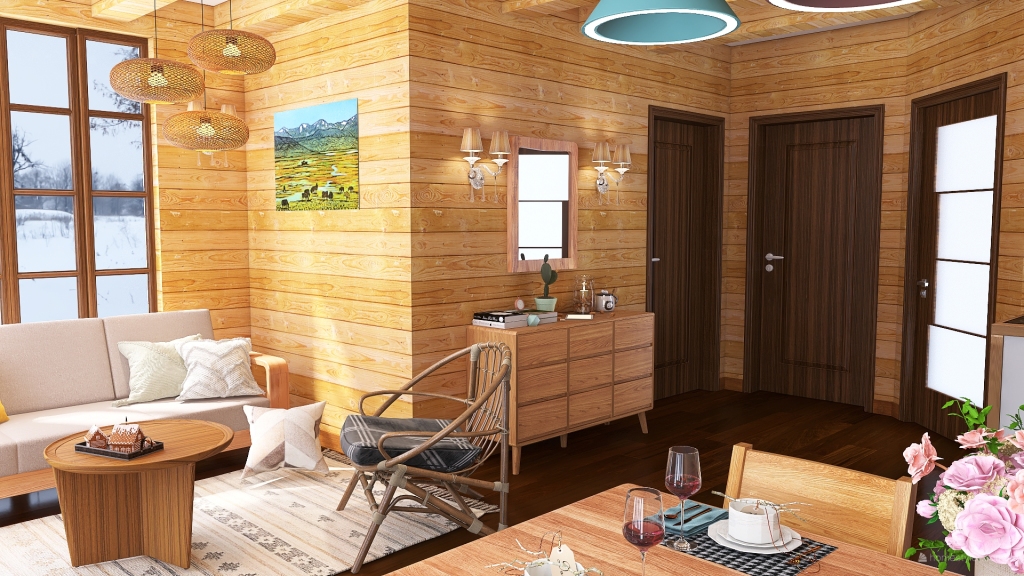 Apartment in Mountains 3d design renderings