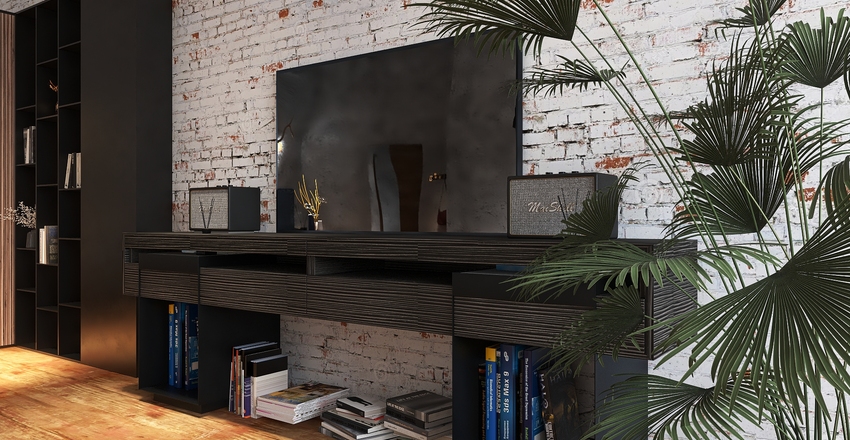 Rustic Industrial Stone Interior Design Render