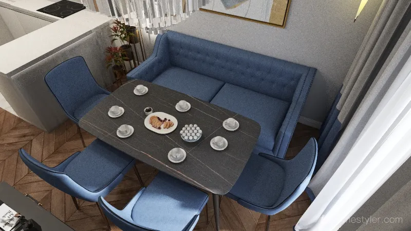 ЖК Столичный коридор и кухня-гостинная 3d design renderings
