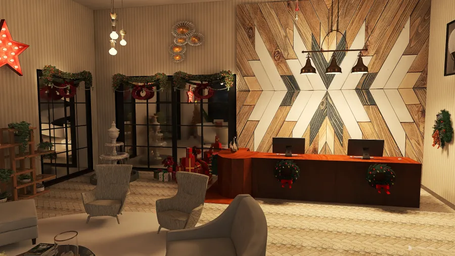 Hotel reception room 3d design renderings
