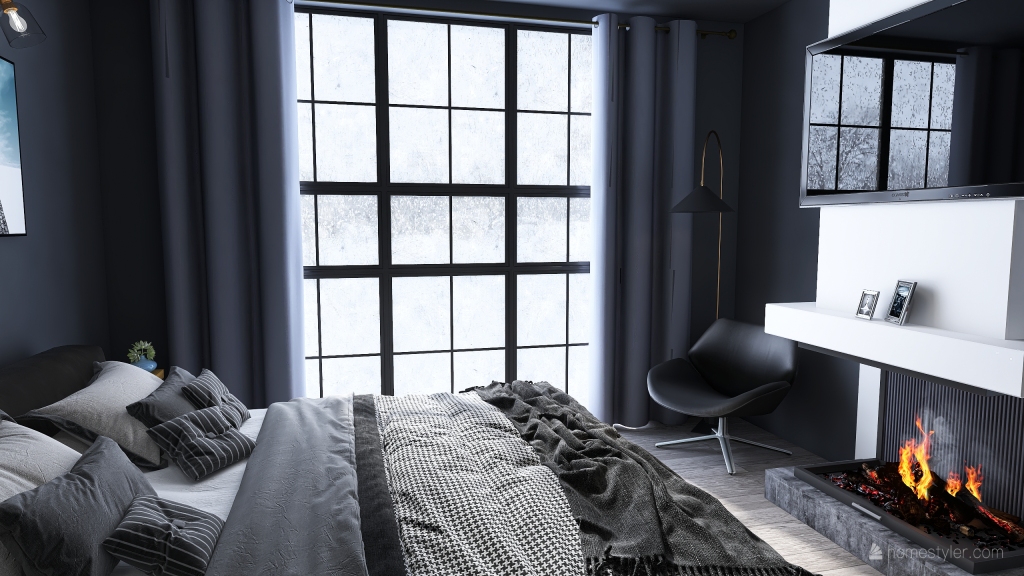 dormitorio en la casa de la nieve 3d design renderings