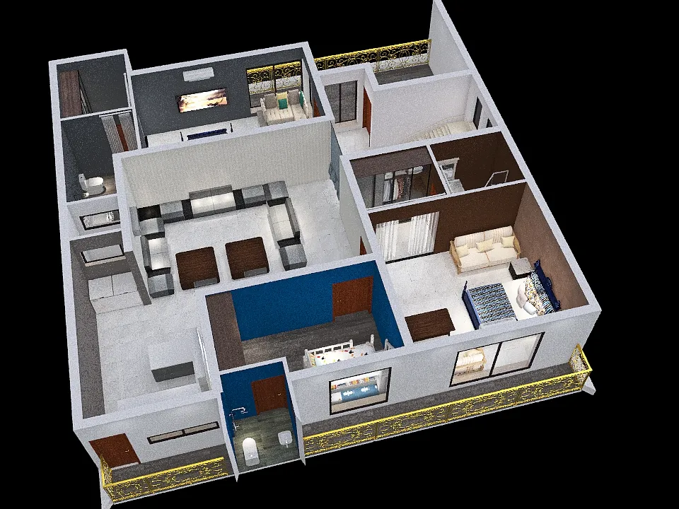 156 First Floor - 3 3d design renderings