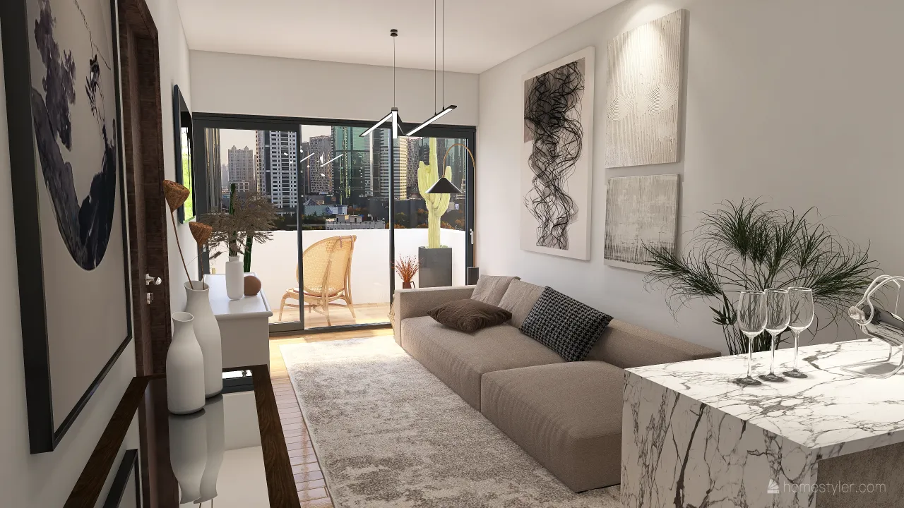 50 m2 apartment 3d design renderings