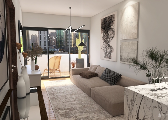50 m2 apartment Design Rendering