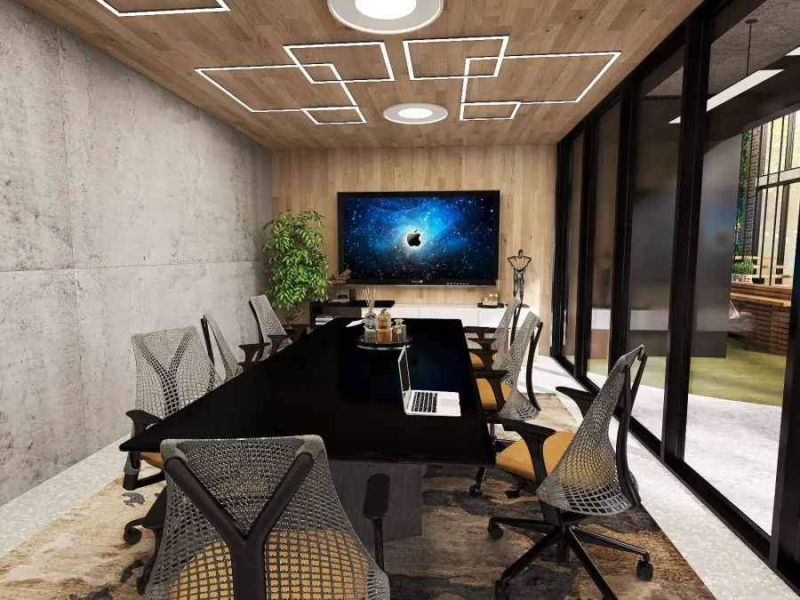 Industrial Bohemian CERECA Group - Corporate Office Design Grey Black Beige Orange 3d design renderings