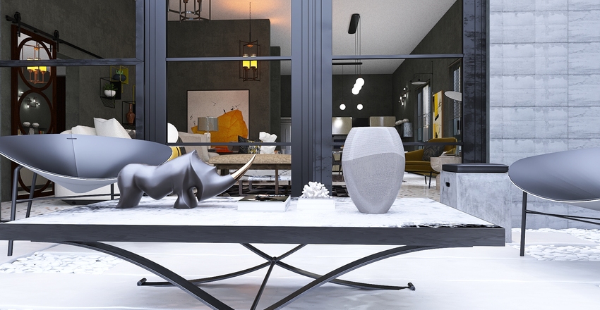 An age of stone and industrial Interior Design Render