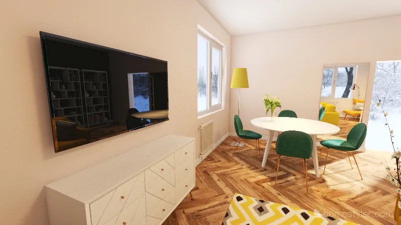 Copy of Livingroom green and yellow 3d design renderings