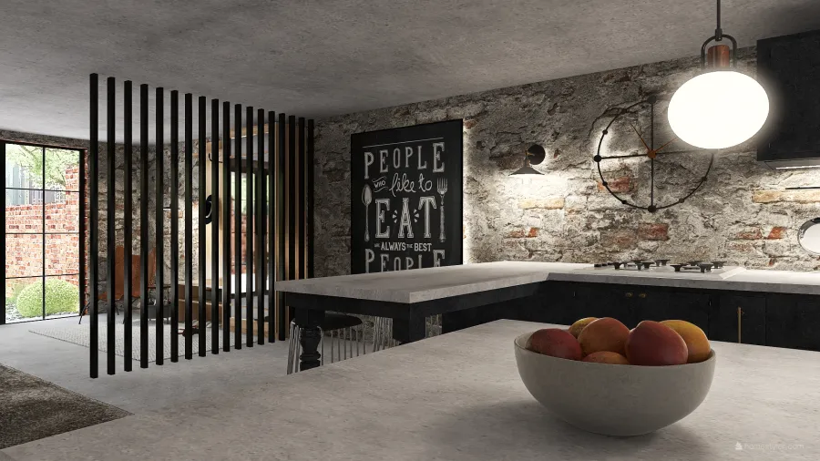 Industrial Modern Industrial Urban Loft Orange Grey Black 3d design renderings