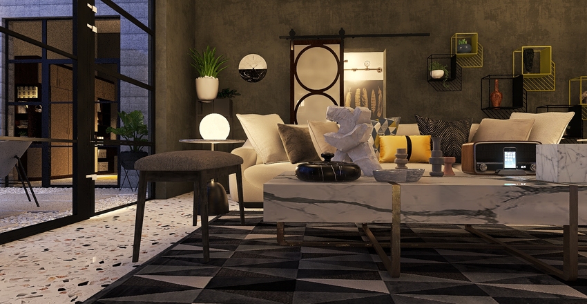 An age of stone and industrial Interior Design Render