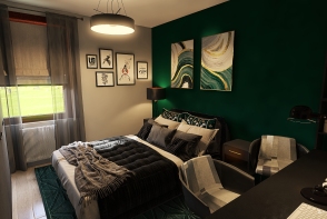 green bedroom Design Rendering