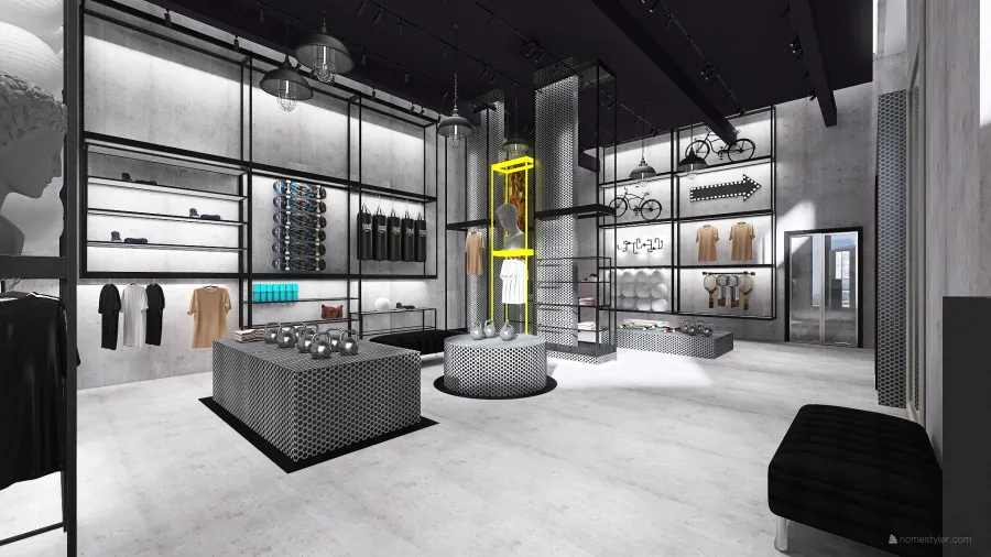 HERMES- High End Industrial Sport Shop 3d design renderings