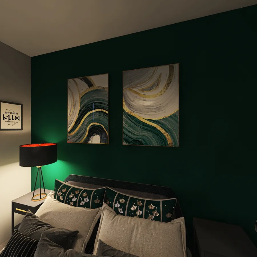 green bedroom 3d design renderings