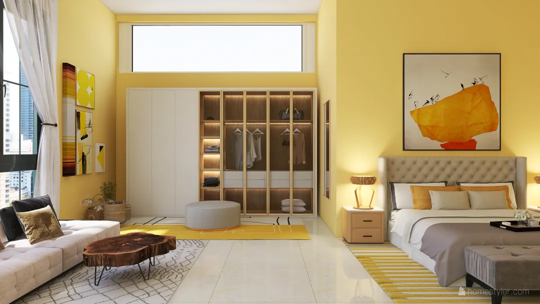 room yellow 3d design renderings