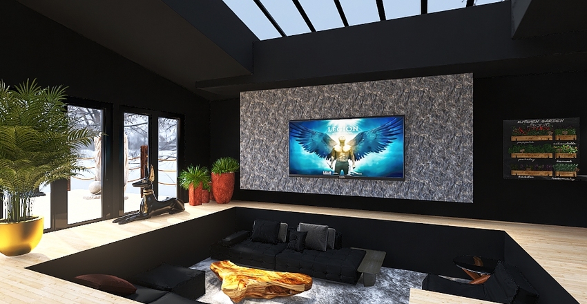 Black Modern Build Interior Design Render