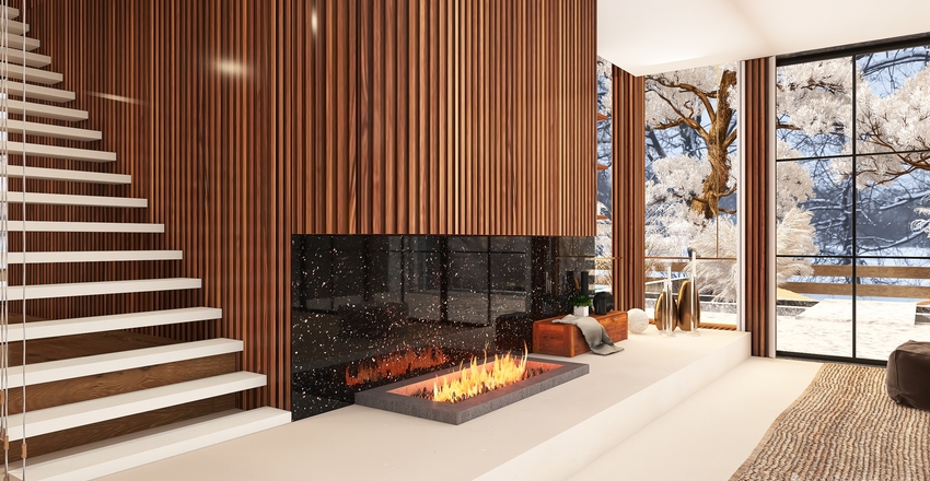 The Nordic House in Winter time Interior Design Render