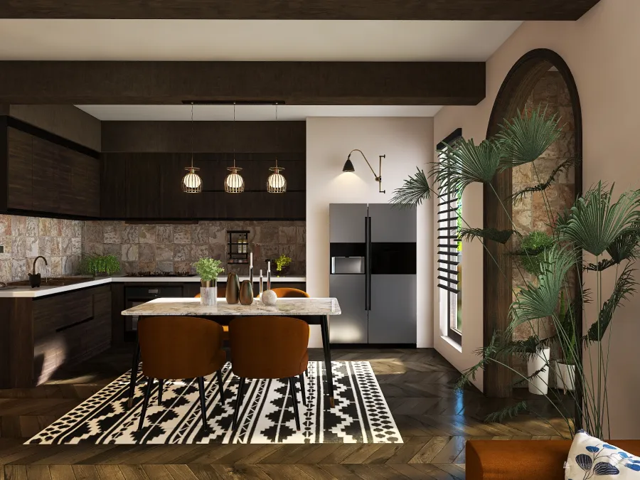 Modern Holiday house in LA WoodTones Black 3d design renderings