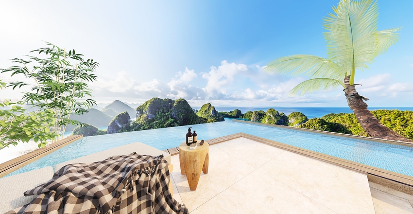 Pool and Bedroom Design Interior Design Render
