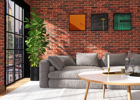 NY apartment livingroom-bedroom Design Rendering